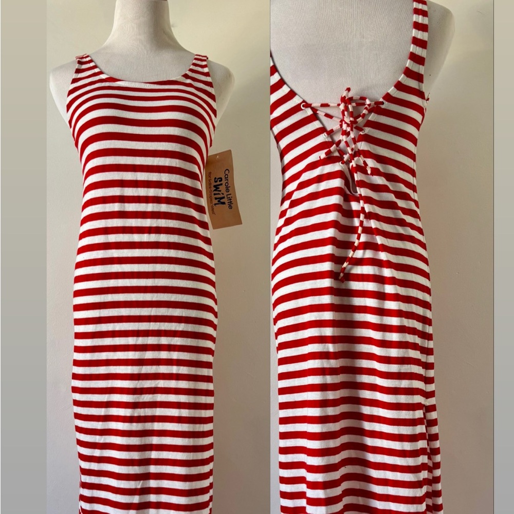 NWT Vtg 1980s STRIPED Swim Beach dress Bath Pool Cover Up Dress Sundress